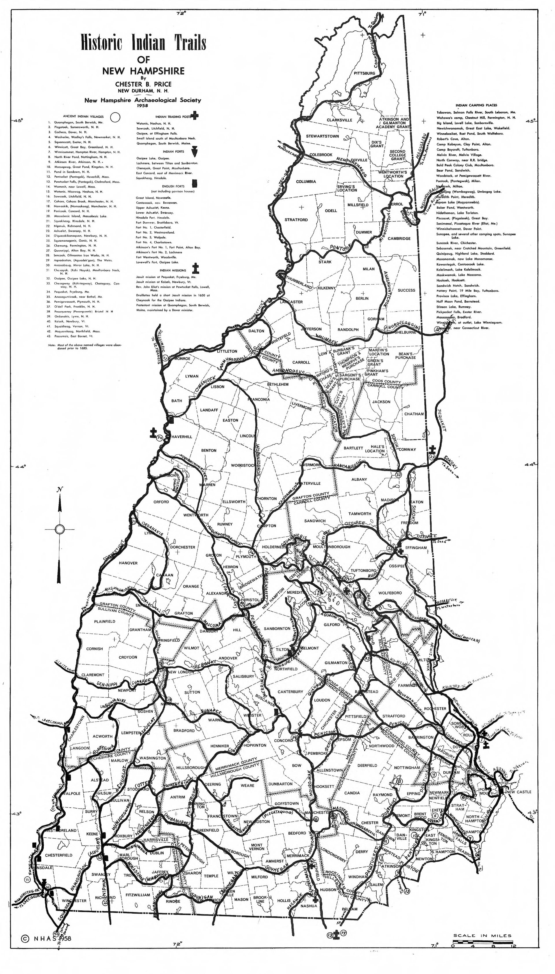 Map Of Southern Nh Towns   Historical Indian Trails Map Chester Price  1543693268667  W1920 